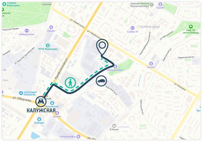 Схема проезда от метро Воронцовская